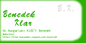 benedek klar business card